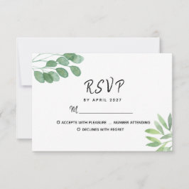 Elegant Eucalyptus Greenery Wedding RSVP Karte