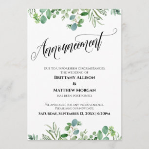 Elegant Eucalyptus Hinausgezögerte Hochzeitsankünd Einladung