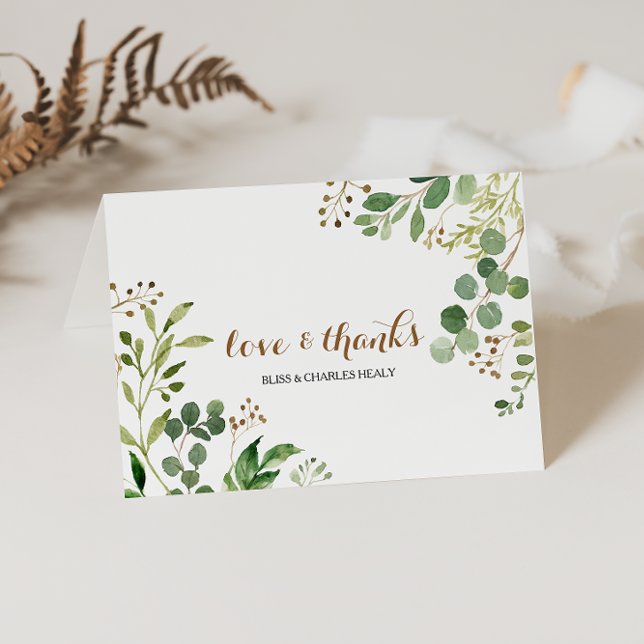 Elegant Eucalyptus Leaf Greenerenerity Wedding Vie Dankeskarte (Von Creator hochgeladen)