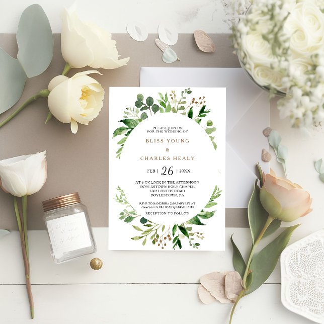 Elegant Eucalyptus Leaf Greenerity Wedding Einladung (Von Creator hochgeladen)