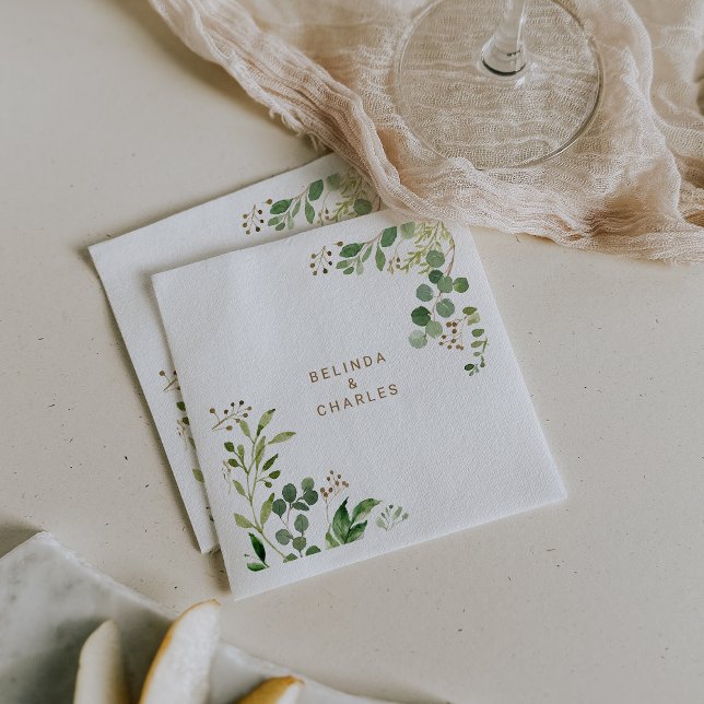Elegant Eucalyptus Leaf Greenerity Wedding Napkin Serviette (Von Creator hochgeladen)