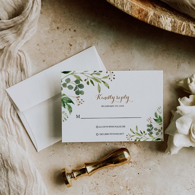 Elegant Eucalyptus Leaf Greenery Rsvp Card Karte (Von Creator hochgeladen)