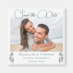 Elegant Eucalyptus Leaf Save the Date Foto Magnet