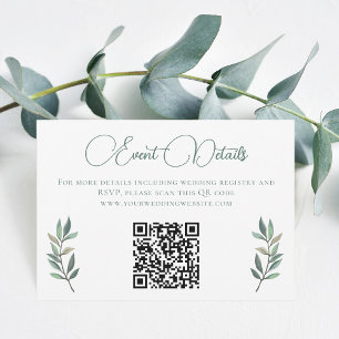 Elegant Eucalyptus Leaf Wedding QR Code RSVP Karte