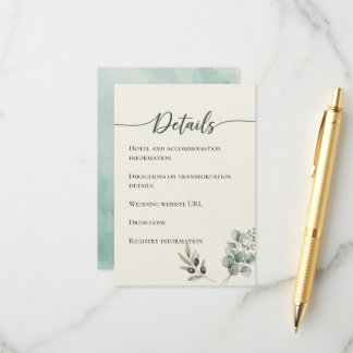 Elegant Eucalyptus Mariage Détails Carte de boîtie