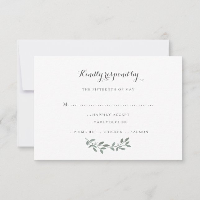 Élégant Eucalyptus Mariage Suite réponse RSVP (Devant)