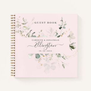 Elegant Eucalyptus Modernes Script Foto Gästebuch Notizbuch