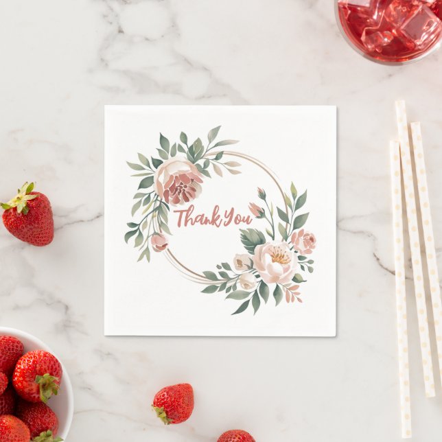 Elegant Eucalyptus Peach Floral Serviette (Beispiel)