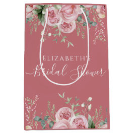 Elegant Eucalyptus & Pink Roses Invite Mittlere Geschenktüte