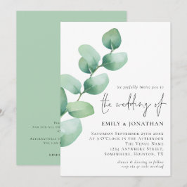 Elegant Eucalyptus QR Code Script Wedding Einladung