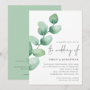 Elegant Eucalyptus QR Code Script Wedding Einladung