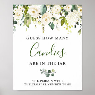 Elégant Eucalyptus Roses Blanches GUESS Poster