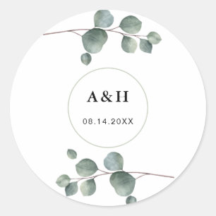 Elegant Eucalyptus Runder Aufkleber