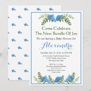 Elegant Eucalyptus Seashell Baby Shower Einladung
