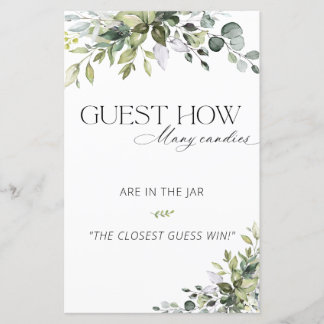 Elegant Eucalyptus Shower Guess the Baby Food Game