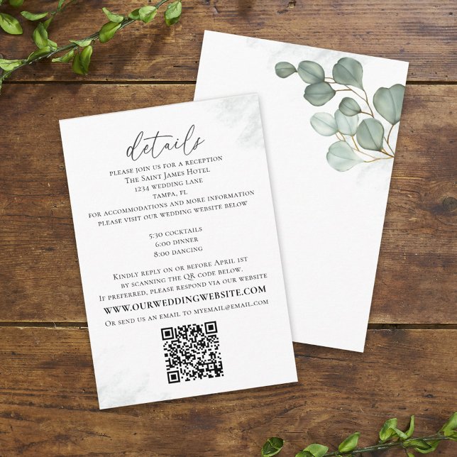 Elegant Eucalyptus Simple Website QR Code Details Begleitkarte (Von Creator hochgeladen)