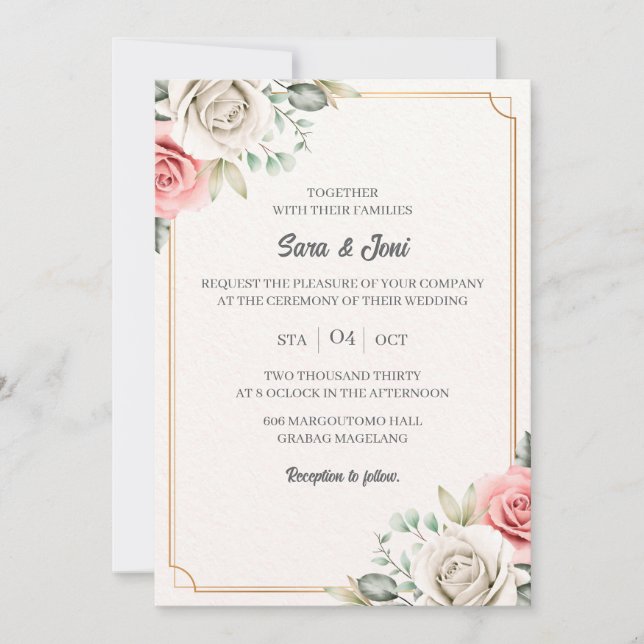 Elegant Eucalyptus Simple Wedding Einladung (Vorderseite)