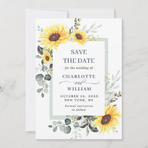 Elegant Eucalyptus Sonnenblumen Hochzeit Save The Date