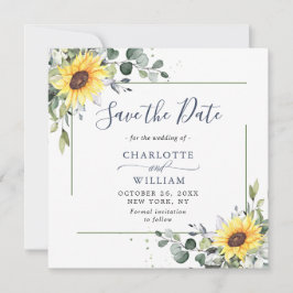 Elegant Eucalyptus Sonnenblumen Hochzeit Save The Date
