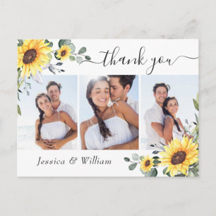 Elegant Eucalyptus Sunflowers FOTO Vielen Dank Postkarte