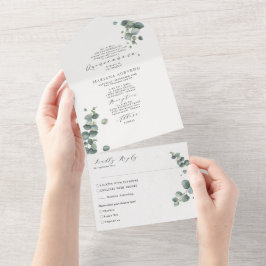Elegant Eucalyptus Traditioneller Aufsatz Quinceañ All In One Einladung
