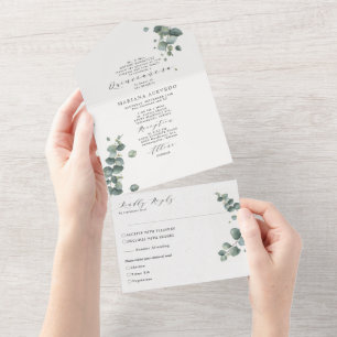 Elegant Eucalyptus Traditioneller Aufsatz Quinceañ All In One Einladung