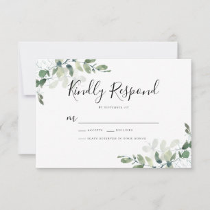 Elegant Eucalyptus Verlasse Grüne Hochzeit RSVP Karte