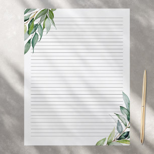 Elégant Eucalyptus Vert Écran Linéé Papier Écritur