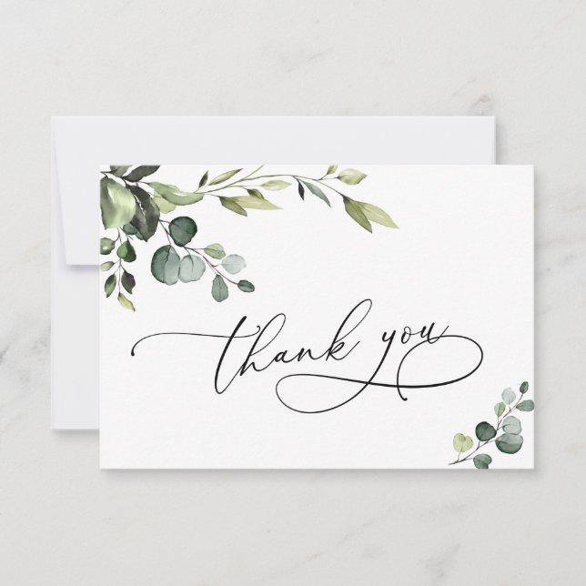 Elegant Eucalyptus Watercolor Floral Dankeskarte (Vorderseite)