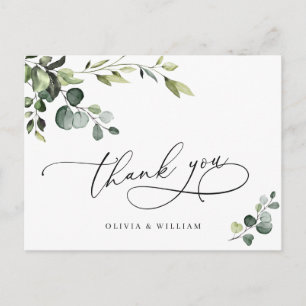 Elegant Eucalyptus Watercolor Floral Vielen Dank Postkarte