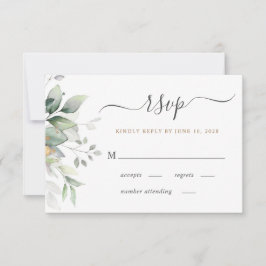 Elegant Eucalyptus Watercolor Grüne Hochzeit RSVP Karte