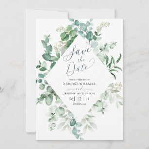 Elegant Eucalyptus Watercolor Grüne Hochzeit Save The Date
