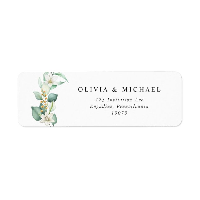 Elegant Eucalyptus Wedding Address Label (Vorne)