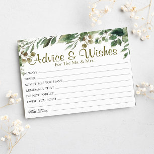Elegant Eucalyptus Wedding Advice wünscht Karten