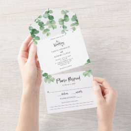 Elegant Eucalyptus Wedding Botanical Greenerenerit All In One Einladung