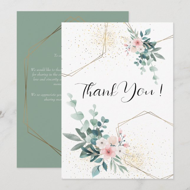 Elegant Eucalyptus Wedding Dankeschön-Karte Dankeskarte (Vorne/Hinten)