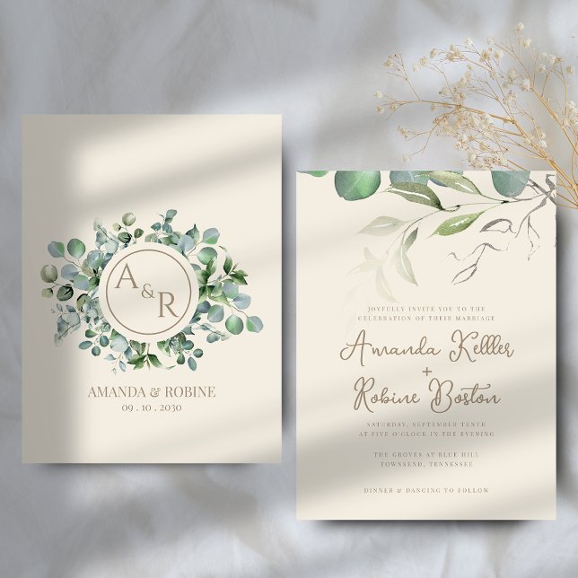 Elegant Eucalyptus Wedding Einladung (Von Creator hochgeladen)