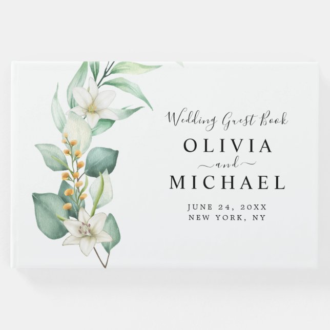 Elegant Eucalyptus Wedding Gästebuch (Vorderseite)