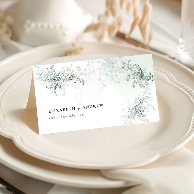 Elegant Eucalyptus Wedding Platzkarte (Von Creator hochgeladen)