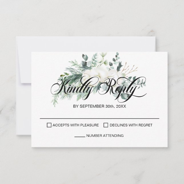 Elegant Eucalyptus Wedding RSVP Karte (Vorderseite)