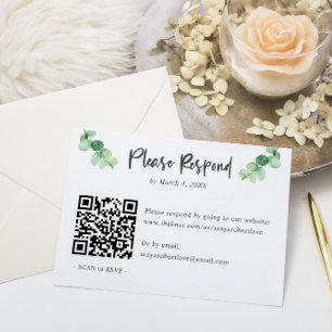 Elegant Eucalyptus wedding RSVP QR Code Online
