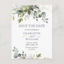 Elegant Eucalyptus Wedding Save the Date QR code
