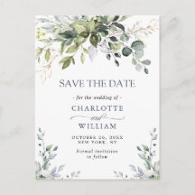 Elegant Eucalyptus Wedding Save the Date QR code