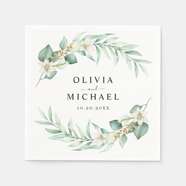 Elegant Eucalyptus Wedding Serviette (Vorderseite)