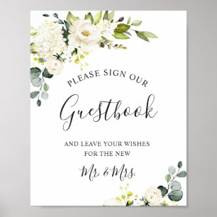 Elegant Eucalyptus Wedding Sign Unser Gästebuch