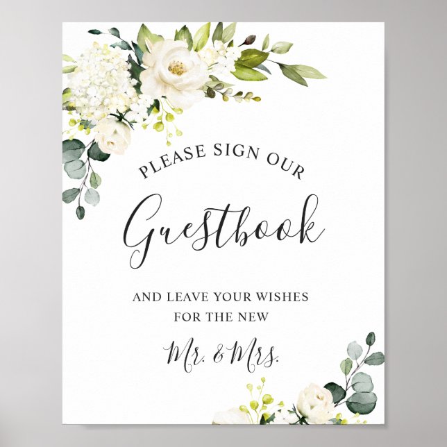 Elegant Eucalyptus Wedding Sign Unser Gästebuch (Vorne)
