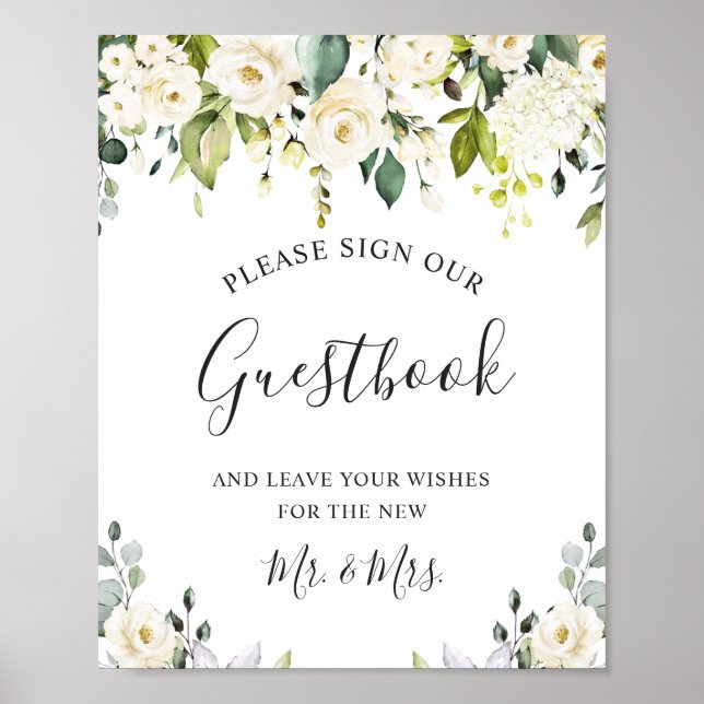 Elegant Eucalyptus Wedding Sign Unser Gästebuch (Vorne)