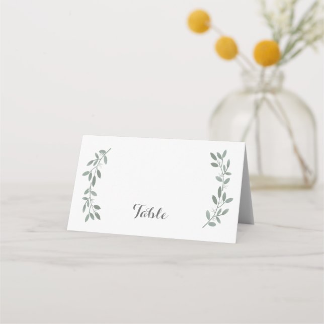 Elegant Eucalyptus Wedding Suite Table Platzkarte (Vorderseite)