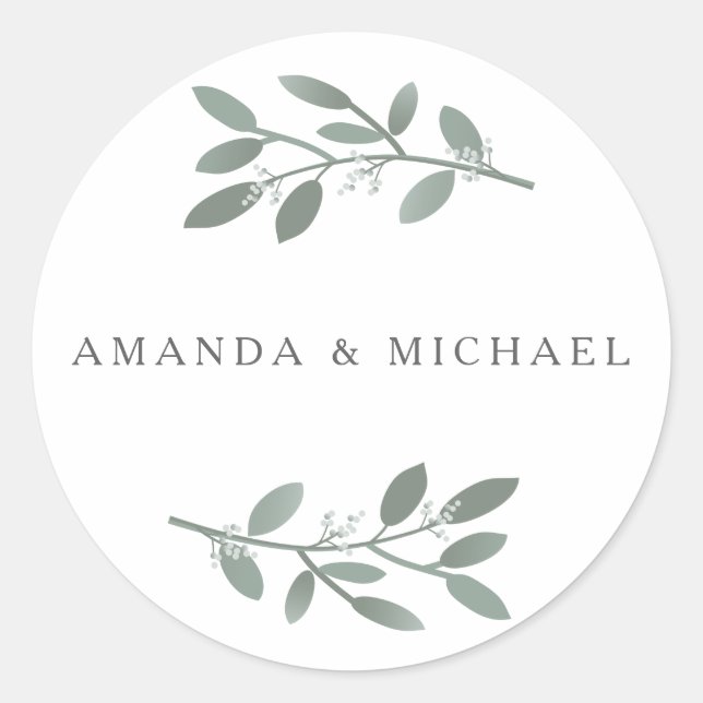 ELEgant Eucalyptus Wedding Umschlag Aufkleber (Vorderseite)