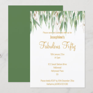 ELEGANT EUCALYPTUS WHITE GOLD CUSTOM EINLADUNG